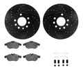 Dynamic Friction Co 8612-65010, Rotors-Drilled, Slotted-Black w/ 5000 Euro Ceramic Brake Pads incl. Hardware, Zinc Coat 8612-65010